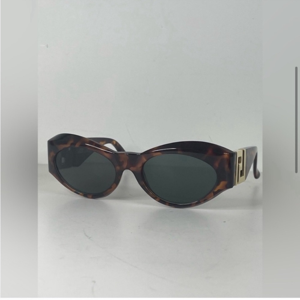 Versace Tortoiseshell Oval Sunglasses with Dark Green Lenses - Picture 4 of 15